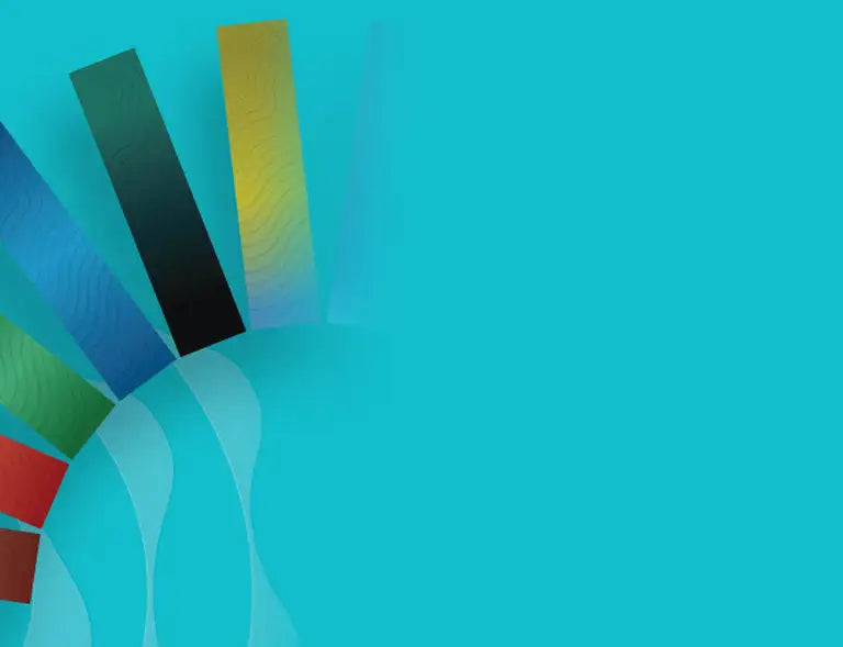 Blue and white abstract art piece with wavy lines.